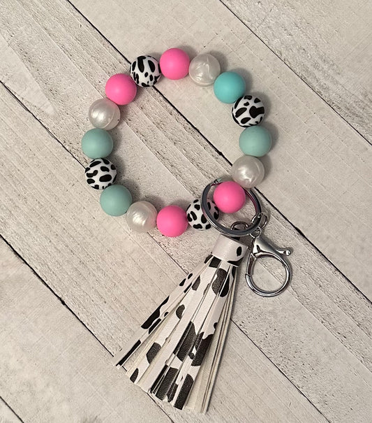 Cow tassel wristlet (stretch)