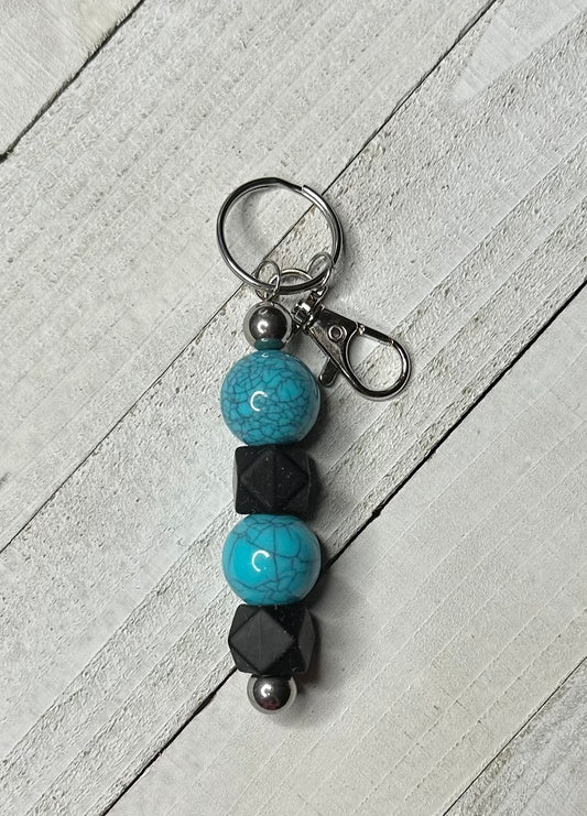 Turquoise/Black Keychain